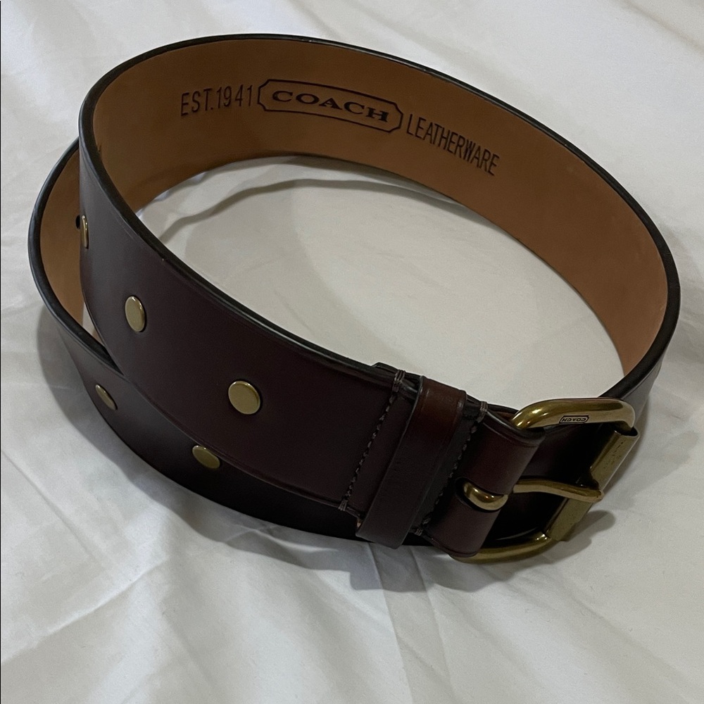 Unisex Coach Dark Brown Leather Belt Bag size 32”